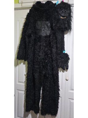 Gorilla Suit Costume Adult Ape Jumpsuit Mask Gloves Halloween Animal Faux Fur